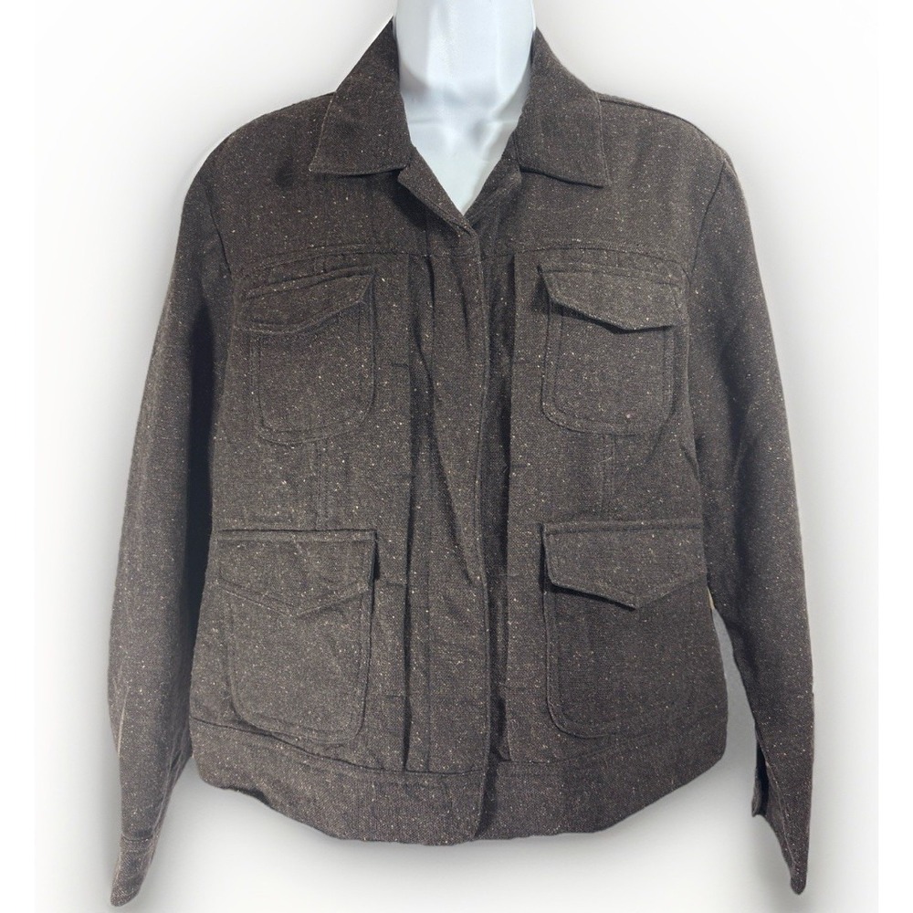 BonWorth Brown Wool Blend Utility Jacket Shacket‎ Field Coat Pockets PM